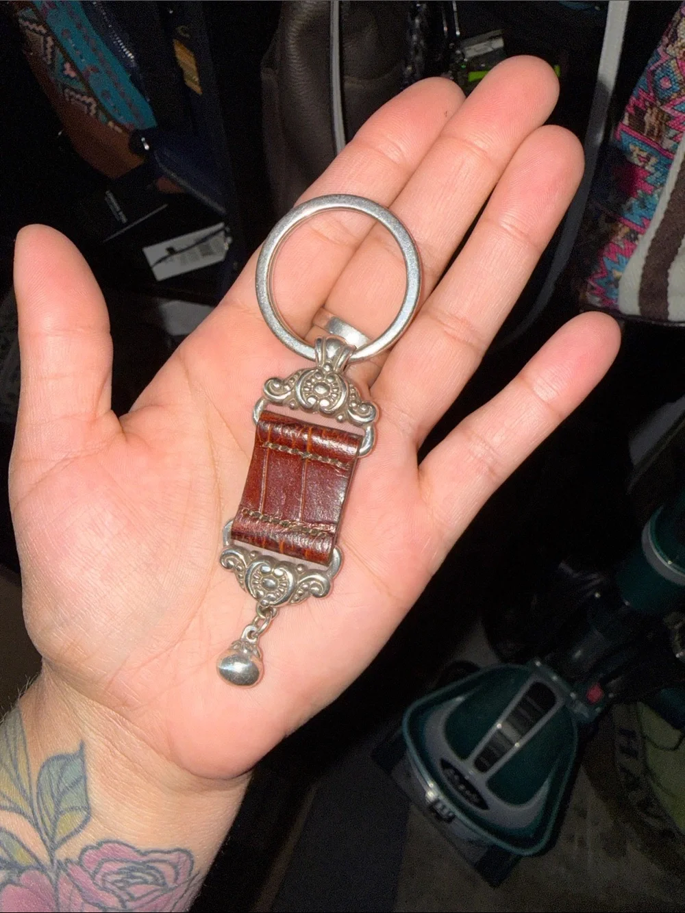 Brighton Leather and Silver-Tone Keychain
